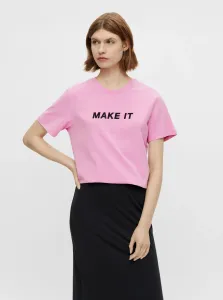 Pink T-shirt with Inscription Pieces Niru - Women