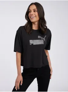 Black Women's T-Shirt Puma ESS+ Marbleized - Women