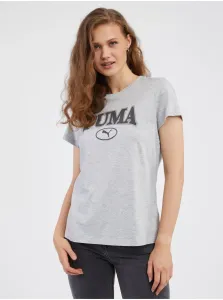 Light Grey Womens Lined T-Shirt Puma Squad - Women