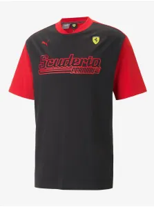 Red and Black Mens T-Shirt Puma Ferrari Race Statement - Men