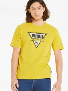 Yellow Men's T-Shirt Puma Summer - Men #95681
