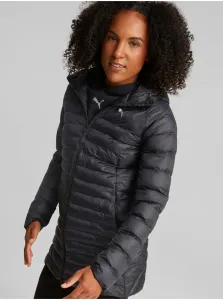 Black Women's Quilted Elongated Jacket with Hood Puma - Women