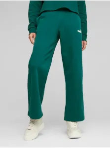Dark Green Womens Shortened Sweatpants Puma ESS+ - Women #2831414