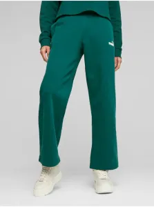 Dark Green Womens Shortened Sweatpants Puma ESS+ - Women #2831415