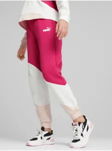 White and pink girls' sweatpants Puma Power - Girls