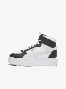 Black and White Women's Leather Ankle Sneakers on Puma Karm Platform - Women #2830794