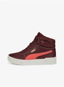 Burgundy Girls' Insulated Leather Ankle Sneakers Puma Carina 2. - Girls