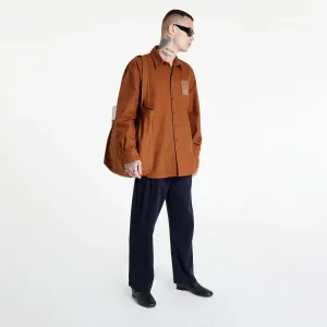 Raf Simons Straight Fit Denim Shirt With R Pin In Back Brown #237536