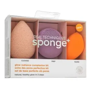 Real Techniques Sponge+ Glow Radiance Complexion Kit 3pcs set per l' unificazione della pelle e illuminazione