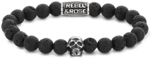 Rebel&Rose Bracciale di perline Skull Black Moon RR-SK001-S 19 cm - L