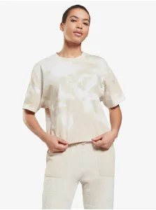 Beige Women's Patterned T-Shirt Reebok MYT AOP Tie Dye Tee - Women #932110