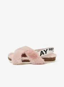 Light Pink Girl Sandals with Artificial Fur Replay - Girls #1387594