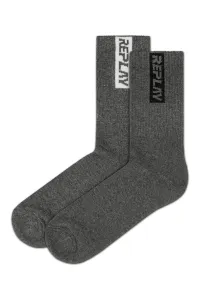 Replay Socks Tennis Half Terry Leg Stripe&Logo 2Prs Banderole - D Grey - Men's #931505