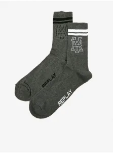 Set of two pairs of men's socks in dark gray Replay - Men #2251873