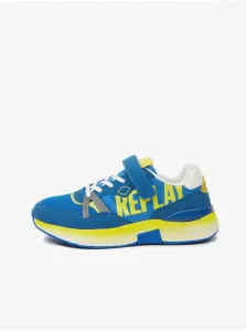 Yellow-blue children's sneakers with details in suede Replay - Girls