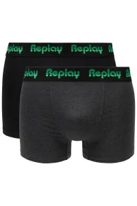 Replay Boxer Style 5 Jacquard Logo 2Pcs Box - Black/D G Mel/Gre - Men's #2042655