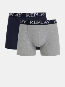 Set of two boxers in dark blue and gray Replay - Men #2067338