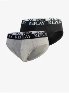 Set of two briefs in black and gray Replay - Men #1067173