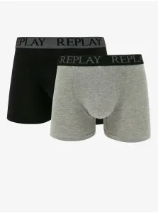 Set of two men's boxers in black and gray Replay - Men #2249869