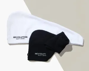 Revolution Haircare Fascia elastica turbante per capelli (Microfibre Hair Wrap) Black/White