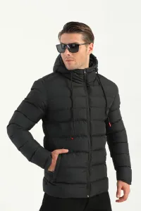 River Club Men's Black Inflatable Winter Coat With A Lined Hooded Water And Windproof