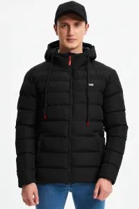River Club Men's Black Thick Lined Water And Windproof Sports Winter Puffer Coats