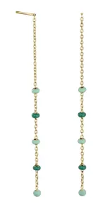 Rosefield Orecchini lunghi placcati oro alla moda Emerald JEETG-J722