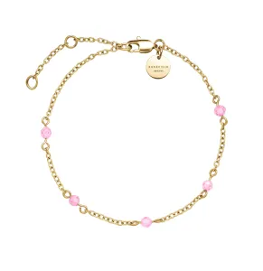 Rosefield Raffinato bracciale placcato oro con perline rosa Essentials JBPSG-J813