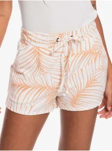 Orange-White Women's Patterned Shorts Roxy Palm Stories - Women #235298
