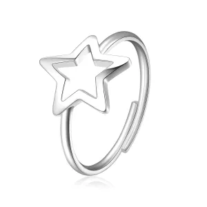S`Agapõ Originale anello aperto in acciaio Stella Click SCK91