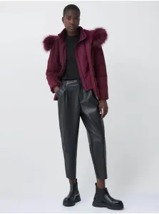 Burgundy Women's Winter Jacket with Faux Fur Salsa Jeans - Ladies #1281900