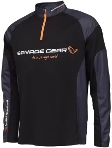 Savage Gear Maglietta Tournament Gear Shirt 1/2 Zip Black Ink 2XL