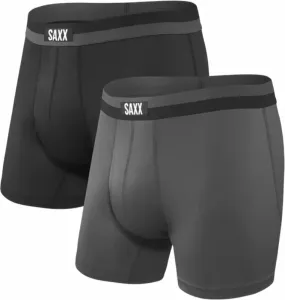 SAXX Sport Mesh 2-Pack Boxer Brief Black/Graphite 2XL Intimo e Fitness