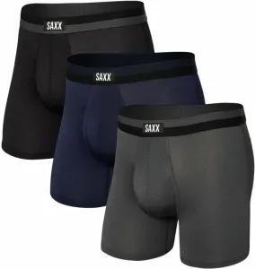 SAXX Sport Mesh 3-Pack Boxer Brief Black/Navy/Graphite 2XL Intimo e Fitness