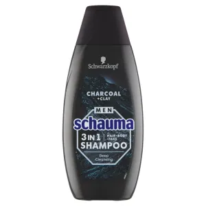 Schauma Shampoo per uomo 3in1 Charocal + Clay (Hair Body Face Shampoo) 400 ml