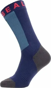 Sealskinz Waterproof Warm Weather Mid Length Sock With Hydrostop Navy Blue/Grey/Red L Calzini ciclismo