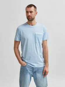 Light Blue T-Shirt with Pocket Selected Homme Robert - Men #829098