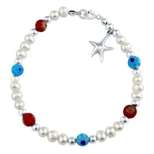 Silvego Bracciale in argento sterling con vere perle, una stella e perline colorate PRM20261BPW