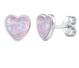 Silvego Orecchini in argento a forma di cuore con opali sintetici LPS0857P