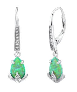 Silvego Orecchini in argento con opale sintetico verde JJJE1267G