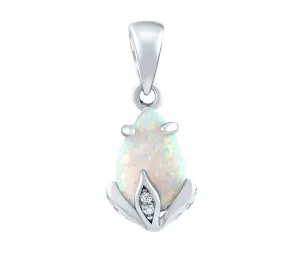 Silvego Pendente Clarissa in argento con opale bianco e Zirconi Brilliance JJJ1267PW