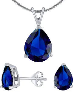 Silvego Set di gioielli d’argento con i cristalli blu JJJS4TM5 (orecchini, pendente)