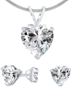 Silvego Set di gioielli d’argento con i cristalli JJJHEART01 (orecchini, pendente)