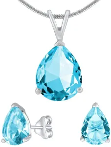 Silvego Set di gioielli d’argento con i cristallo azzurro JJJS222 (orecchini, pendente)
