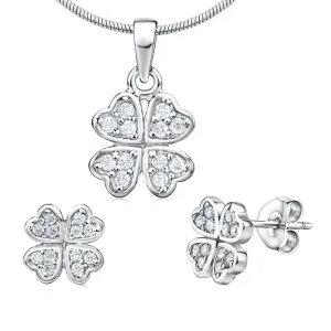 Silvego Set di gioielli d’argento con quadrifoglio JJJS2238 (orecchini, pendente)