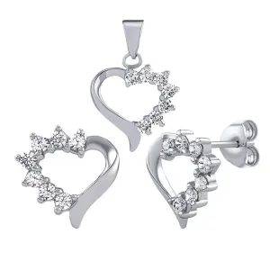 Silvego Set romantico in argento cuore con zirconi JJJS582 (orecchini, ciondolo)