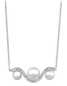Silver Cat Elegantcollana in argento con zirconi e perle SC340