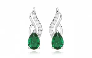 Silver Cat Orecchini fashion con zirconi e vetro smeraldo SC396