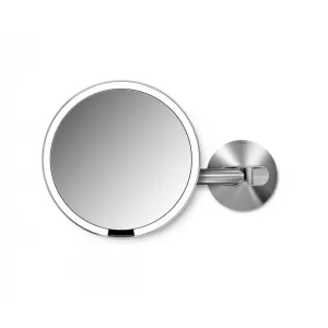 Simplehuman Specchio a parete con illuminazione a LED Sensor, ingrandimento 5x Matt stainless steel
