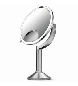 Simplehuman Specchio cosmetico ricaricabile Sensor TRIO con controllo touch e illuminazione LED, ingrandimento 1x/5x/10x Acciaio inox opaco